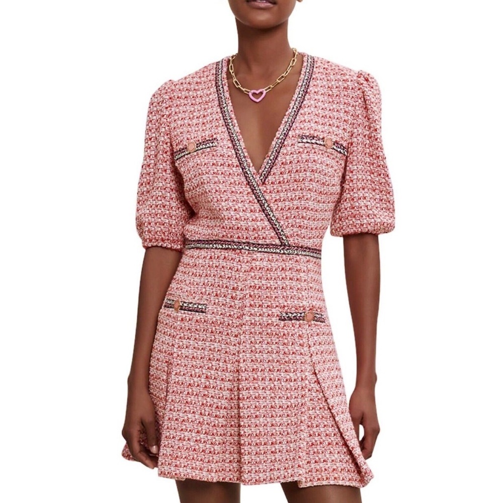 MAJE Renetia Tweed Puff Sleeve Mini Dress w/ Tags
